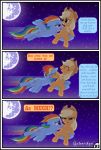  absurd_res applejack_(mlp) bedroom_eyes comic dialogue duo english_text equid female feral flying friendship_is_magic gutovi-kun hi_res mammal moon my_little_pony narrowed_eyes night outside rainbow_dash_(mlp) seductive star text 