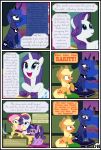  absurd_res applejack_(mlp) blonde_hair clothing comic dialogue english_text equid female feral fluttershy_(mlp) friendship_is_magic group gutovi-kun hair hat headgear headwear hi_res mammal my_little_pony orange_body princess_luna_(mlp) rainbow_dash_(mlp) rarity_(mlp) text twilight_sparkle_(mlp) window 