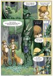 2020 4_toes 5_fingers 7:10 anthro biped blue_eyes bodily_fluids bulge canid canine canis cheek_tuft chest_tuft claws clothed clothing comic day dialogue digital_media_(artwork) digitigrade dragon english_text eyes_covered facial_tuft farin finger_claws fingers forest fox fur geminisaint gesture grass green_body green_scales group half_naked hand_on_shoulder handshake head_tuft hi_res horn loincloth looking_at_another looking_at_viewer male mammal membrane_(anatomy) membranous_wings multicolored_body muscular muscular_male navel nervous nipples pawpads paws plant plantigrade porah scales scalie sekk&#039;ral shaking shivering shrub slightly_chubby standing sweat sweatdrop text toe_claws toes topless tree tuft two_tone_body wings yellow_body yellow_fur 