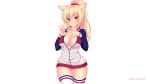  animal_ears blonde_hair breasts cleavage erect_nipples fast-runner-2024 orange_eyes original ponytail thighhighs tiffy underwear watermark white 