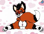  anthro anus balls butt canid canine chibi fox genitals grin hi_res looking_back male mammal paws pose presenting presenting_hindquarters redrick smile solo spread_legs spreading unknown_artist 