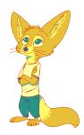  10:16 2020 ambiguous_gender anthro arm_tuft barefoot bottomwear canid canine cheek_tuft claws clothed clothing crossed_arms danilo_(tangerine) elbow_tufts facial_tuft fennec fox fuel_(artist) green_eyes head_tuft hi_res inner_ear_fluff jeans looking_up mammal neck_tuft pants shirt simple_background solo t-shirt toe_claws topwear tuft whiskers white_background 