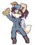  alpha_channel anthro boots brown_eyes canid canine canis cleaning clothing dimmi_(character) dimwitdog domestic_dog eyewear footwear glasses green_eyes hat headgear headwear mammal overalls rag solo sponge 
