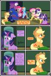  absurd_res applejack_(mlp) blonde_hair clothing comic dialogue english_text equid female feral fluttershy_(mlp) friendship_is_magic group gutovi-kun hair hat headgear headwear hi_res mammal my_little_pony orange_body pinkie_pie_(mlp) princess_luna_(mlp) rainbow_dash_(mlp) rarity_(mlp) text twilight_sparkle_(mlp) window 