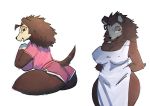  animal_crossing anthro apron apron_only big_breasts bottomwear breasts clothing colored_sketch female goonie-san hi_res looking_back mammal mostly_nude multiple_poses nintendo nipple_outline porcupine pose rodent sable_able shorts solo video_games 