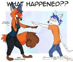  3_toes 4_fingers anthro arctic_vixen bad_guy_cafe blue_hair canid canine crossgender duo female fingers fox fur hair male mammal mia_(smneff) neff_(smneff) ocerydia orange_body orange_fur toes white_body white_fur 