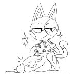  1:1 animal_crossing anthro balls big_balls big_penis blush bob_(animal_crossing) bodily_fluids bottomless clothed clothing cum domestic_cat felid feline felis genital_fluids genitals huge_balls huge_penis humanoid_genitalia humanoid_penis hyper hyper_genitalia hyper_penis lidded_eyes male mammal monochrome nintendo penis shirt simple_background sketch smile solo squishy_(artist) topwear vein video_games white_background 
