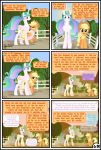  absurd_res applejack_(mlp) blonde_hair clothing comic dialogue duo english_text equid female feral friendship_is_magic gutovi-kun hair hat headgear headwear hi_res mammal my_little_pony orange_body princess_celestia_(mlp) text 