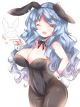  ^_^ animal_ears artist_name ass beyblade beyblade:_burst blue_hair blush breasts bunny_ears bunnysuit chankyone character_name closed_eyes happy large_breasts long_hair nishiro_nya open_mouth smile white_background 