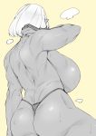  absurd_res big_breasts breasts butt by_spoon clothed clothing elf female hi_res huge_breasts humanoid not_furry panties rear_view side_boob simple_background solo swear thong topless underwear yellow_background 