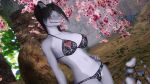  16:9 3d_(artwork) anthro aslyspyduo bethesda_softworks black_hair blind_eye blurred_background clothing digital_media_(artwork) ear_piercing ear_ring emissary_(aslyspyduo) female fish grey_body grey_skin hair hi_res lingerie marine nipples piercing ponytail_hair selachii_(skyrim) shark skyrim solo the_elder_scrolls translucent translucent_clothing video_games widescreen 