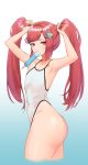  absurdres ass b-11_night_angel ett01024 flat_chest food from_side hair_ornament highres last_origin long_hair looking_at_viewer looking_to_the_side mouth_hold one-piece_swimsuit popsicle red_eyes red_hair shell_hair_ornament swimsuit twintails white_swimsuit 