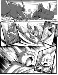  absurd_res blood bodily_fluids claws comic fight hi_res monochrome nauyaco nintendo open_mouth outside parent parent_and_child pok&eacute;mon pok&eacute;mon_(species) seviper tears video_games zangoose 