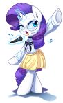  2019 absurd_res biped blue_eyes bottomwear clothed clothed_feral clothing digital_media_(artwork) equid eyelashes eyewear female feral friendship_is_magic glasses glowing hair headgear headphones headset hi_res horn magic mammal marenlicious musical_note my_little_pony one_eye_closed purple_hair rarity_(mlp) shirt simple_background singing skirt solo telekinesis topwear unicorn white_background 