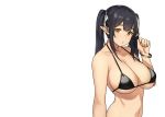  bikini black_hair breasts houtengeki original pointed_ears swimsuit twintails white wristwear yellow_eyes 