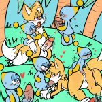  1:1 balls big_balls big_butt big_penis blush butt canid canine chao_(sonic) fox genitals hi_res male male/male mammal miles_prower penis sonic_the_hedgehog_(series) taillove_(artist) 