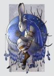  anthro black_body black_fur digital_media_(artwork) dreamcatcher feathers fur hare hi_res khuraji lagomorph leporid male mammal native_american paws scarf smile solo white_body white_fur 