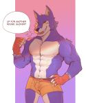  abs absurd_res animal_crossing anthro anthrofied bodily_fluids bottomwear boxer_(disambiguation) bulge canid canine canis clothing english_text hi_res jockstrap lobo_(animal_crossing) male mammal muscular muscular_male nintendo pecs shorts solo sweat text underwear video_games wolf xeoniios 