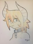 3:4 absurd_res blonde_hair blue_eyes chain choker colored_pencil_(artwork) demon demon_humanoid fan_character female hair headshot_portrait hi_res horn horned_humanoid humanoid jewelry necklace portrait solo traditional_media_(artwork) zombie64 