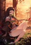  crazyzhuozhuo japanese_clothes kamado_nezuko kimetsu_no_yaiba nopan skirt_lift 