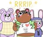  &lt;3 2020 animal_crossing anthro belly blush bodily_fluids brown_body brown_fur canid canine clothing crying drememoto fanboy female fur group humanoid_hands humor k.k._slider lagomorph leporid male mammal megan_(animal_crossing) nintendo overweight rabbit raccoon_dog shirt simple_background snake_(animal_crossing) tanuki tears text tom_nook_(animal_crossing) topwear torn_clothing ursid video_games white_background 