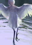  1girl absurdres bird_legs feathered_wings feathers hair_feathers harpy highres monster_girl original talons tunapon01 white_wings winged_arms wings 