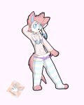  absurd_res anthro anthrofied bluizer check_tag_type clothed clothing crossdressing eeveelution fur genitals girly hi_res hoodie legwear male male/male nintendo penis pink_body pink_fur pok&eacute;mon pok&eacute;mon_(species) pok&eacute;morph solo stockings sylveon sylveon_doki topwear video_games 