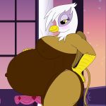  1:1 20thx5150 avian belly big_belly blush breasts clothing dress female friendship_is_magic gilda_(mlp) gryphon hi_res my_little_pony mythological_avian mythology nipples pregnant smile solo 