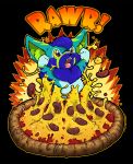  ambiguous_gender anthro black_background blue_body blue_fur blue_hair chibi felid food fur hair inner_ear_fluff letterbox mammal neck_tuft o-kemono pepperoni pepperoni_pizza pizza simple_background solo tuft 