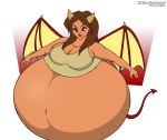  cjshadorunner demon female hair horn horned_humanoid humanoid inflation obese overweight solo spade_tail 