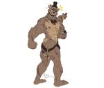  5_fingers abs anthro armpit_hair assisted_exposure black_clothing black_underwear body_hair bow_tie brown_body brown_fur claws clothed clothing cross-popping_vein eye_scar fingers five_nights_at_freddy&#039;s five_nights_at_freddy&#039;s_4 freddles_(fnaf) fur group half-closed_eyes hat headgear headwear hi_res inkart_flow looking_back male mammal muscular muscular_male narrowed_eyes nightmare_freddy_(fnaf) nipples open_mouth pawpads red_eyes scar sharp_teeth teeth toe_claws top_hat topless underwear ursid vein video_games 