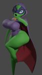  9:16 anthro big_breasts big_butt breasts butt cape clothing cowl electronic_arts elemental_creature female flora_fauna green_body green_shadow green_skin grey_background hi_res huge_breasts huge_butt humanoid leotard mask one_eye_closed peashooter_(pvz) pinup_pose plant plants_vs._zombies plants_vs._zombies_heroes popcap_games purple_clothing simple_background solo video_games voidwillow wink 