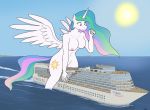  2020 absurd_res anthro breasts cruise_ship cutie_mark equid equine female friendship_is_magic hi_res horn macro mammal merchant_ship micro my_little_pony passenger_ship princess_celestia_(mlp) rapidstrike sea ship size_difference solo vehicle water watercraft winged_unicorn wings 