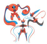  commentary creature deoxys deoxys_(attack) deoxys_(defense) deoxys_(speed) english_commentary full_body gen_3_pokemon highres legs_apart looking_at_viewer matt_greenholt no_humans pokemon pokemon_(creature) running simple_background standing white_background 