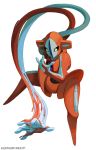  bluekomadori commentary creature deoxys deoxys_(normal) english_commentary full_body gen_3_pokemon highres no_humans pokemon pokemon_(creature) simple_background solo tumblr_username watermark web_address white_background 