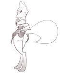  armello biped breasts butt canid canine cleavage clothed clothing dress female fox hi_res ihara jewelry looking_at_viewer looking_back mammal monochrome narrowed_eyes presenting presenting_hindquarters raised_clothing raised_dress raised_tail scarlet_(armello) seductive simple_background solo standing video_games white_background 