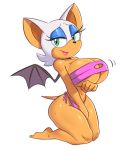  anthro big_breasts bikini breasts chiropteran cleavage clothed clothing feet female looking_at_viewer mammal rouge_the_bat simple_background solo sonic_the_hedgehog_(series) squidapple swimwear white_background wide_hips 