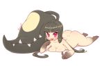  anthro blush breasts butt female gesture kionant looking_at_viewer mawile nintendo nude pok&eacute;mon pok&eacute;mon_(species) simple_background solo v_sign video_games white_background 