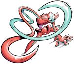  commentary creature deoxys deoxys_(normal) english_commentary full_body gen_3_pokemon looking_at_viewer no_humans pokemon pokemon_(creature) shenanimation simple_background solo white_background 