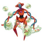  ^_^ black_eyes closed_eyes commentary creature deoxys deoxys_(normal) duosion english_commentary floating full_body gen_3_pokemon gen_5_pokemon looking_at_viewer nightcomet no_humans pokemon pokemon_(creature) reuniclus simple_background solosis white_background white_eyes 