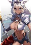  animal_ears armor bikini_armor caenis_(fate/grand_order) cleavage fate/grand_order musicatopos weapon 