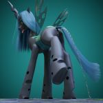  1:1 bodily_fluids female feral friendship_is_magic genital_fluids genitals hi_res my_little_pony peeing pussy queen_chrysalis_(mlp) solo urine watersports 