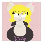  1:1 alpha_channel amanda_(flufflewdzthings) anthro big_breasts breasts canid canine cleavage clothed clothing ear_piercing ear_ring felid feline female flufflewdzthings fox hi_res huge_breasts hybrid looking_at_viewer mammal piercing solo text_on_shirt 