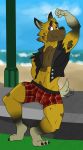  absurd_res african_wild_dog_humanoid animal_crossing animal_humanoid anthro armpit_hair bodily_fluids body_hair boxers_(clothing) bulge canid canid_humanoid canine canine_humanoid canis clothed clothing digital_media_(artwork) domestic_dog fur genitals hair hi_res humanoid jacket kyle_(animal_crossing) leather lidded_eyes looking_at_viewer male mammal mammal_humanoid nintendo nipples paws pecs penis solo spots spotted_body spotted_fur sweat sylvanedadeer topwear underwear vest video_games 