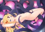  1girl abigail_williams_(fate/grand_order) bangs blonde_hair blue_eyes bow breasts child commentary_request eyebrows_visible_through_hair fate/grand_order fate_(series) hair_bow highres keyhole long_hair looking_at_viewer navel nude orange_bow parted_bangs piliheros2000 small_breasts tentacles 