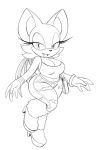  anthro bat_wings big_breasts boots bottomwear bracelet breasts chiropteran cleavage clothed clothing curvy_figure female footwear fur_boots hi_res jeans jewelry looking_at_viewer mammal membrane_(anatomy) membranous_wings midriff monochrome navel omegasunburst open_mouth pants rouge_the_bat shirt solo sonic_the_hedgehog_(series) tank_top topwear torn_bottomwear torn_clothing torn_jeans torn_pants walking wide_hips wings 