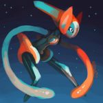  commentary creature deoxys deoxys_(speed) english_commentary full_body gen_3_pokemon no_humans pokemon pokemon_(creature) rubin signature solo space 