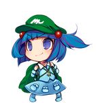  &gt;:) backpack bad_id bad_pixiv_id bag bangs banned_artist blue_eyes blue_hair blunt_bangs chibi hair_bobbles hair_ornament hat kawashiro_nitori key smile solo tetsubuta touhou twintails two_side_up v-shaped_eyebrows 