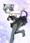  animal_ears aqua_eyes ass black_legwear cat_ears cat_tail feet kamiya_tomoe necktie panties panties_under_pantyhose pantyhose pantylines sanya_v_litvyak short_hair silver_hair solo strike_witches tail underwear world_witches_series 