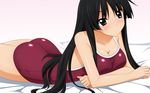  akiyama_mio black_eyes black_hair competition_school_swimsuit competition_swimsuit highres k-on! long_hair lying on_stomach one-piece_swimsuit red_swimsuit solo sugimura_tomokazu swimsuit wallpaper 